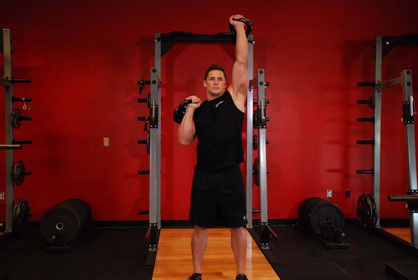 Alternative demonstration of Alternating Kettlebell Press exercise