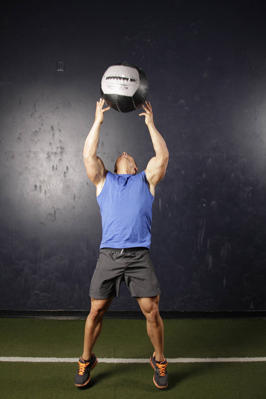 Alternative demonstration of Backward Medicine Ball Throw exercise