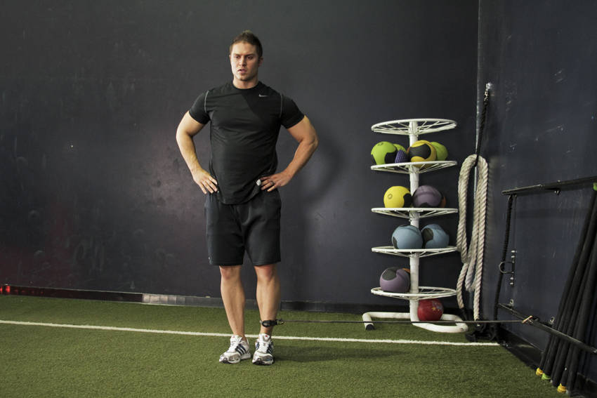 Alternative demonstration of Band Hip Adductions exercise