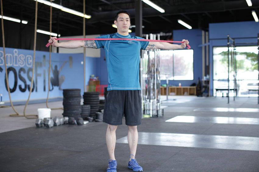 Alternative demonstration of Band Pull Apart exercise