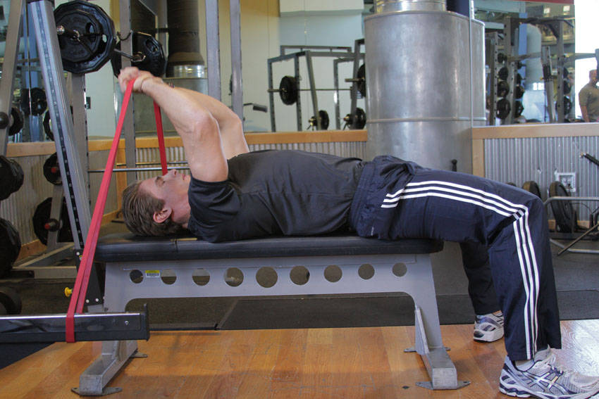 Alternative demonstration of Band Skull Crusher exercise
