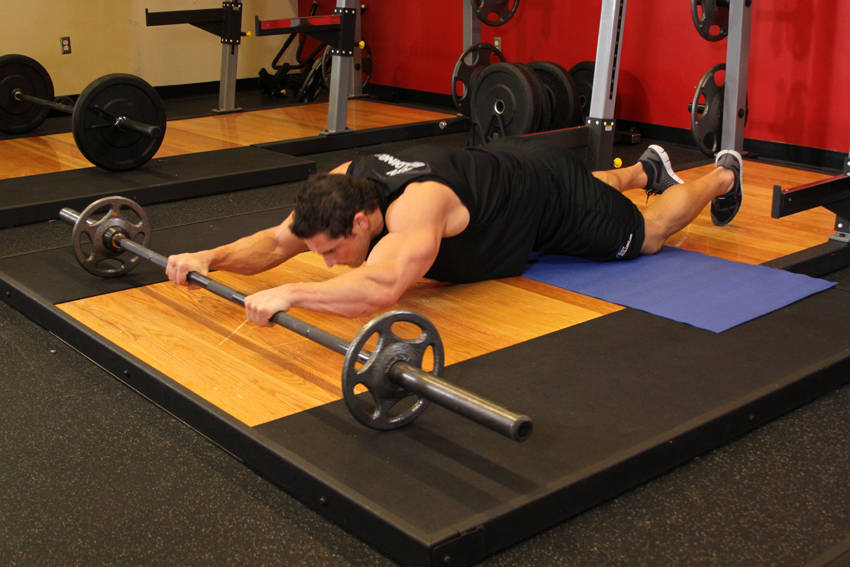 Alternative demonstration of Barbell Ab Rollout - On Knees exercise