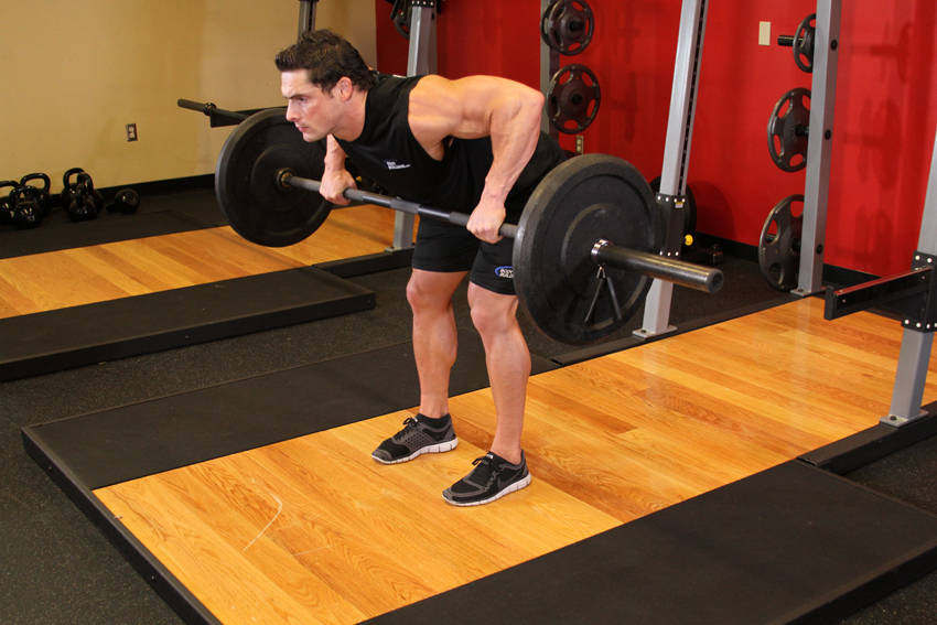 Alternative demonstration of Barbell Rear Delt Row exercise