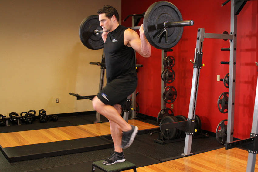 Alternative demonstration of Barbell Step Ups exercise