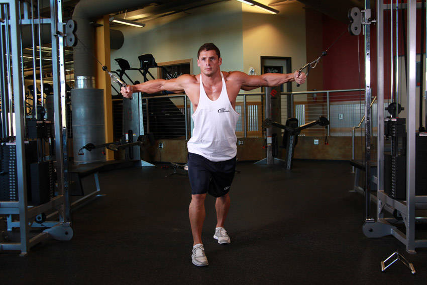 Demonstration of Cable Crossover exercise showing proper form and technique