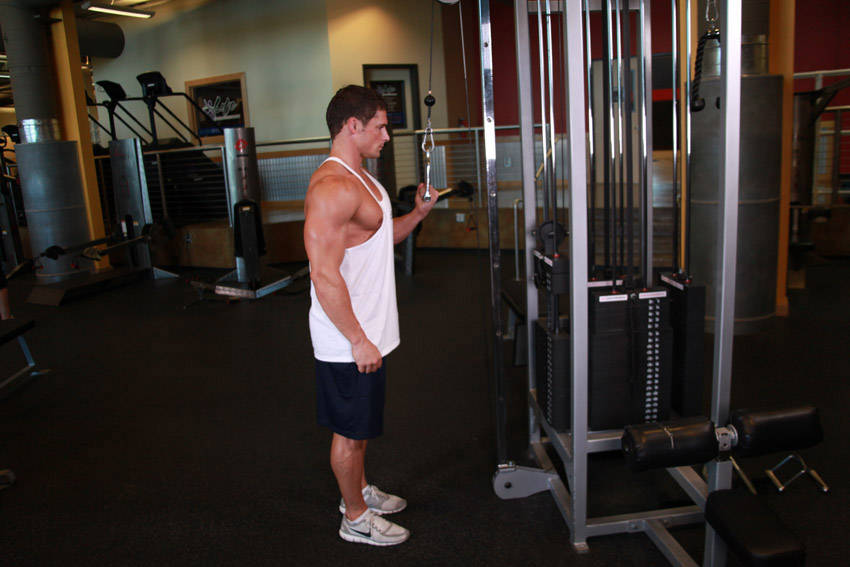 Alternative demonstration of Cable One Arm Tricep Extension exercise