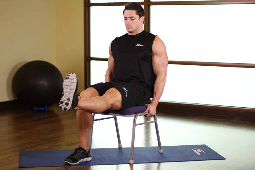Alternative demonstration of Chair Leg Extended Stretch exercise