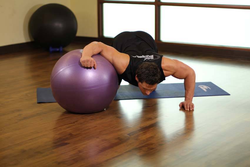 Alternative demonstration of Chest Stretch on Stability Ball exercise