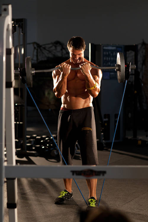 Alternative demonstration of Close-Grip EZ-Bar Curl with Band exercise