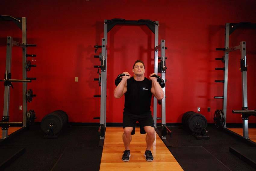 Alternative demonstration of Double Kettlebell Push Press exercise