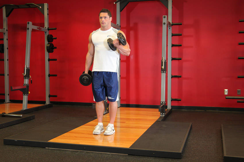 Alternative demonstration of Dumbbell Alternate Bicep Curl exercise