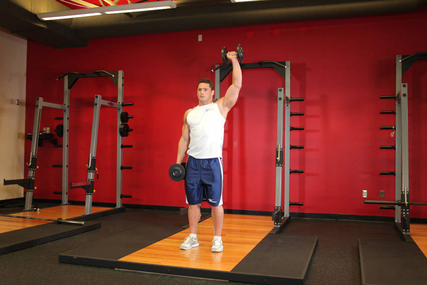 Alternative demonstration of Dumbbell One-Arm Shoulder Press exercise