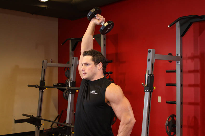 Alternative demonstration of Dumbbell One-Arm Triceps Extension exercise