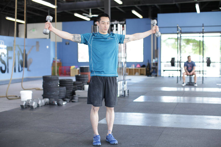 Alternative demonstration of Dumbbell Scaption exercise