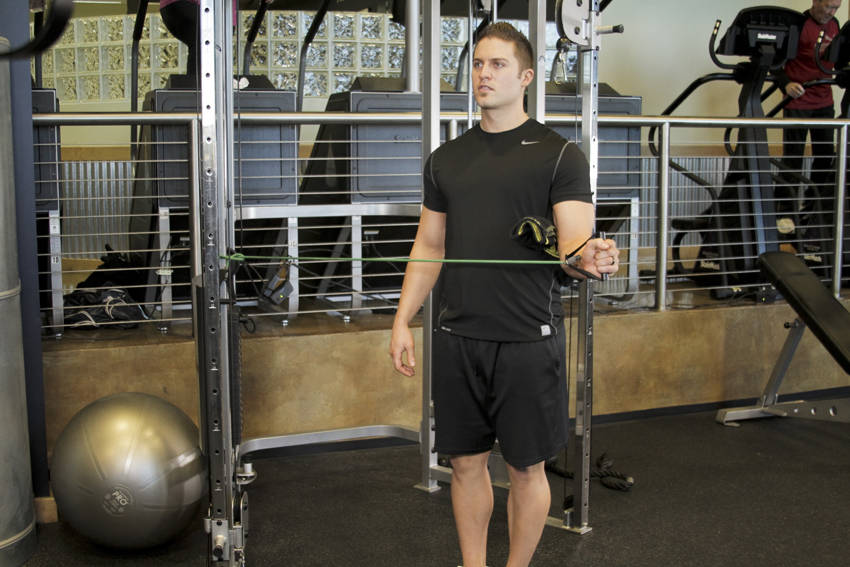 Alternative demonstration of External Rotation with Band exercise