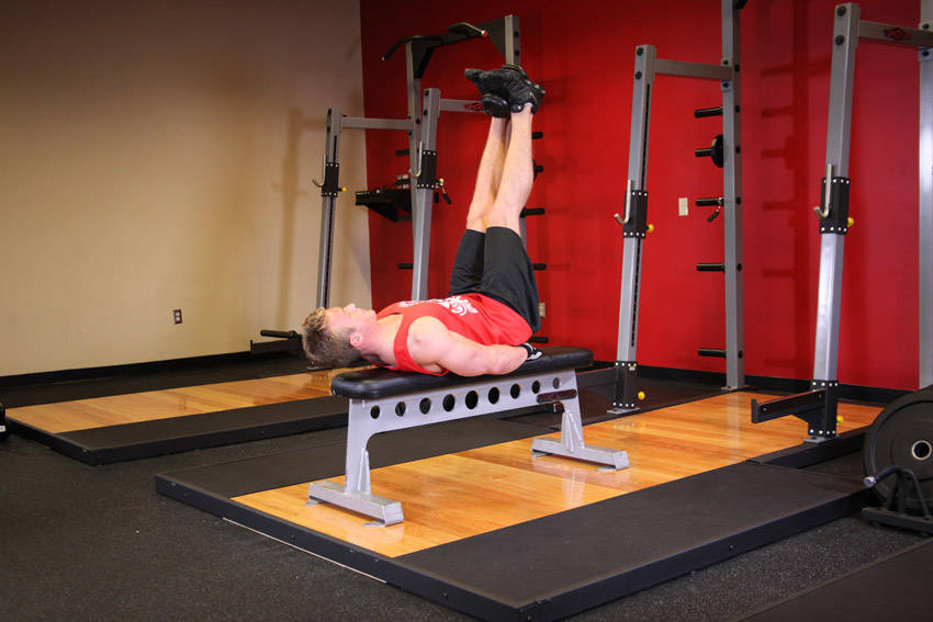 Alternative demonstration of Flat Bench Lying Leg Raise exercise