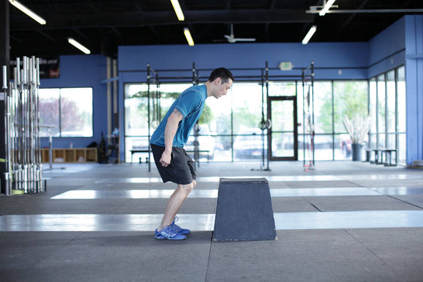 Demonstration of Front Box Jump exercise showing proper form and technique