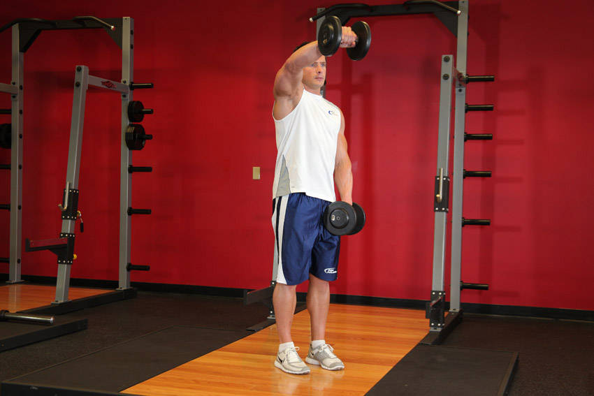 Alternative demonstration of Front Dumbbell Raise exercise