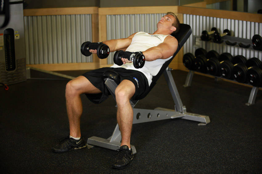 Demonstration of Front Incline Dumbbell Raise exercise showing proper form and technique