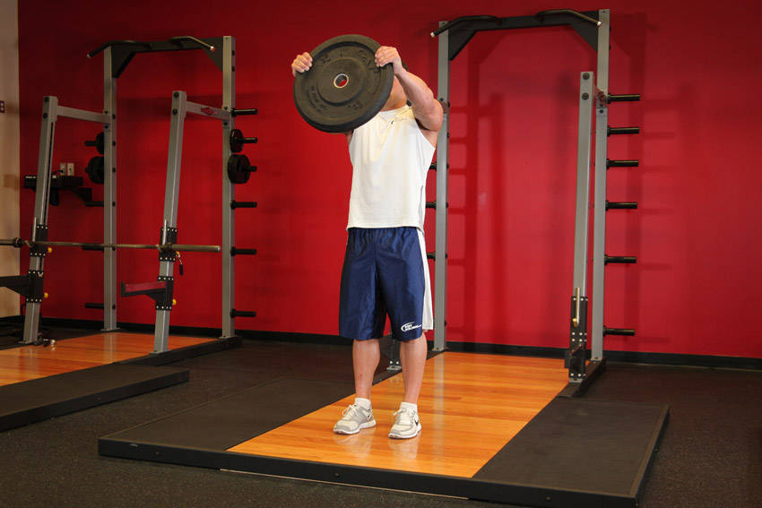 Alternative demonstration of Front Plate Raise exercise