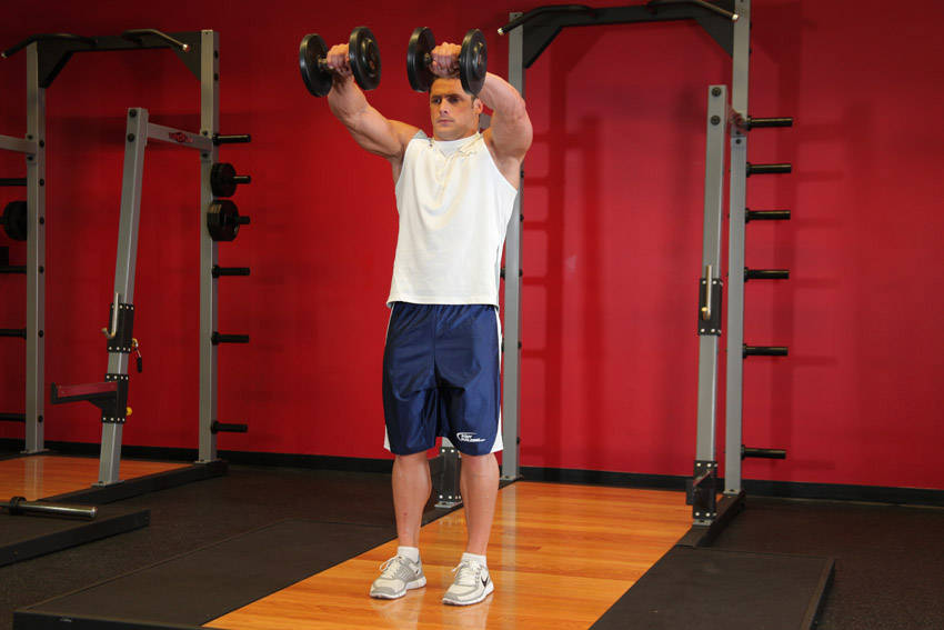 Alternative demonstration of Front Two-Dumbbell Raise exercise
