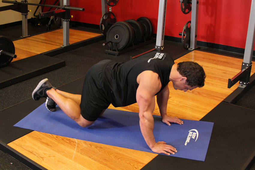 Demonstration of Glute Kickback exercise showing proper form and technique