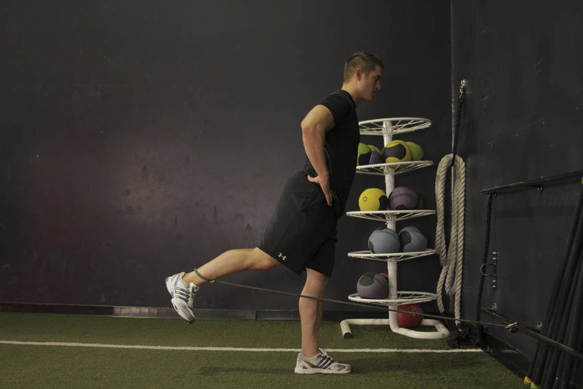 Alternative demonstration of Hip Extension with Bands exercise