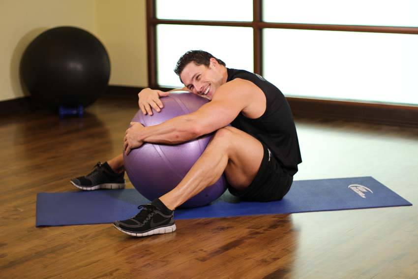 Alternative demonstration of Hug A Ball exercise