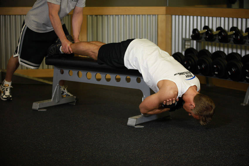 Demonstration of Hyperextensions With No Hyperextension Bench exercise showing proper form and technique