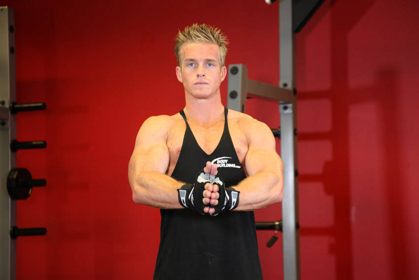 Alternative demonstration of Isometric Chest Squeezes exercise