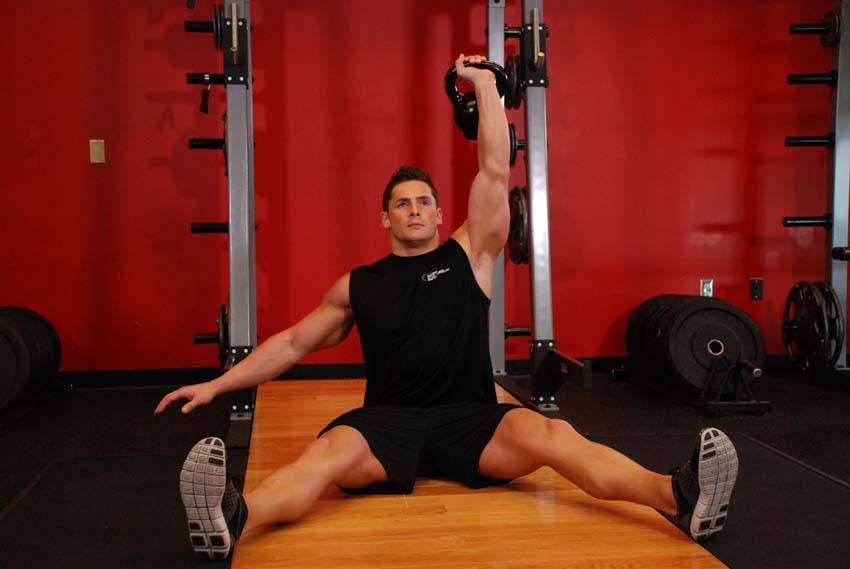 Alternative demonstration of Kettlebell Seated Press exercise