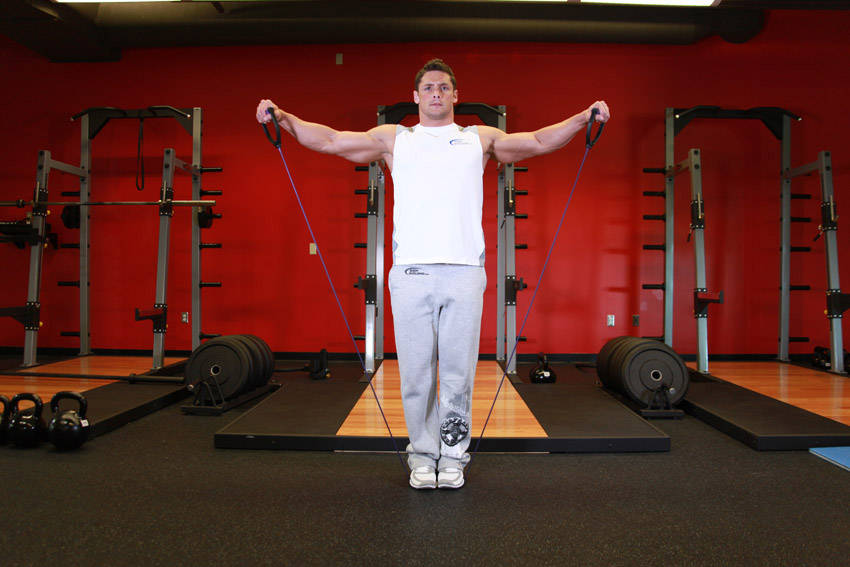 Alternative demonstration of Lateral Raise - With Bands exercise