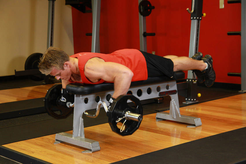 Alternative demonstration of Lying Cambered Barbell Row exercise