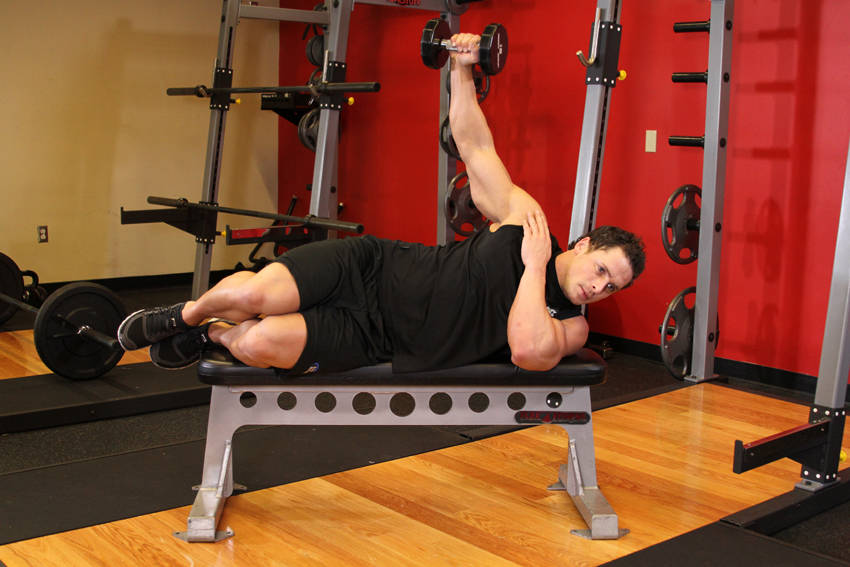 Alternative demonstration of Lying One-Arm Lateral Raise exercise