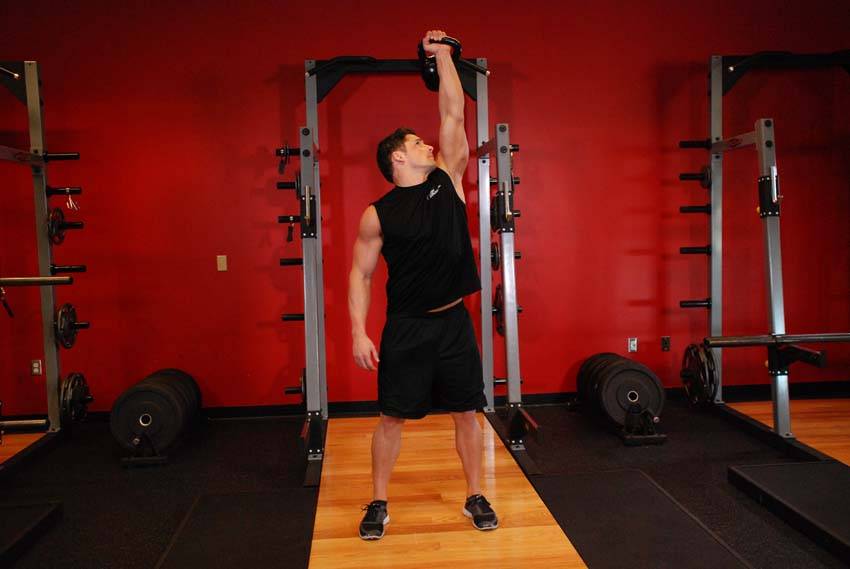 Alternative demonstration of One-Arm Kettlebell Military Press To The Side exercise
