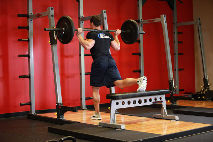 Demonstration of One Leg Barbell Squat exercise showing proper form and technique