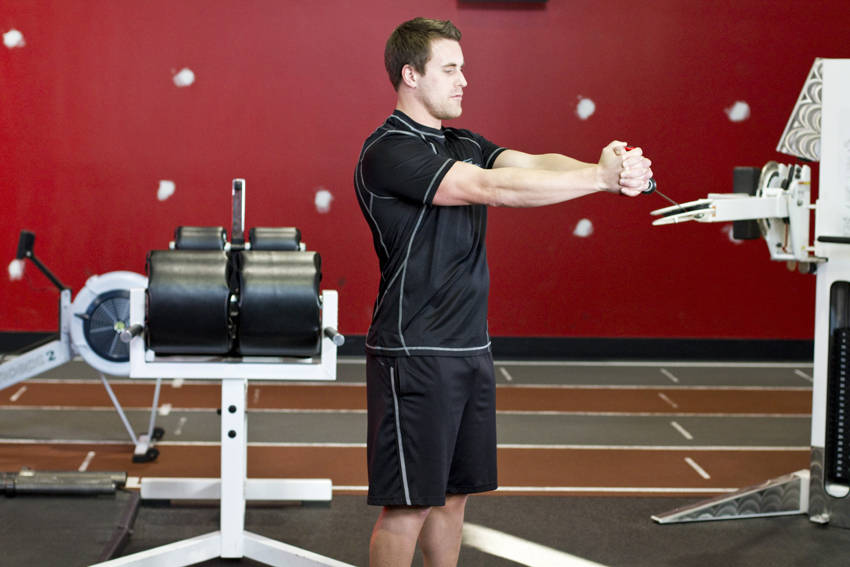 Alternative demonstration of Pallof Press With Rotation exercise