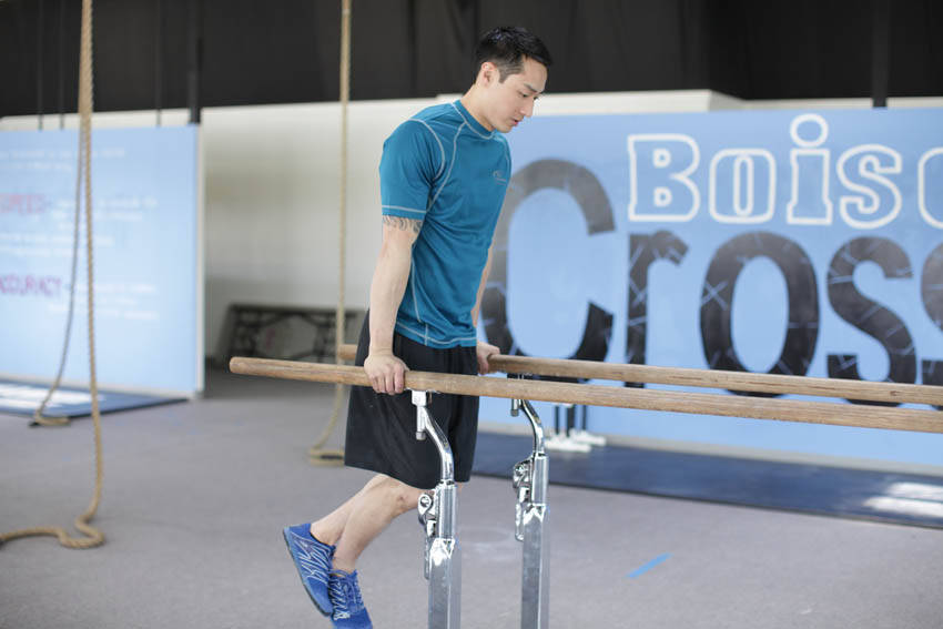 Alternative demonstration of Parallel Bar Dip exercise