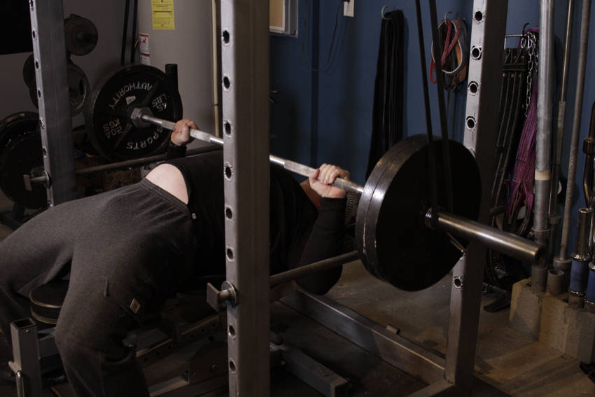 Alternative demonstration of Reverse Band Bench Press exercise
