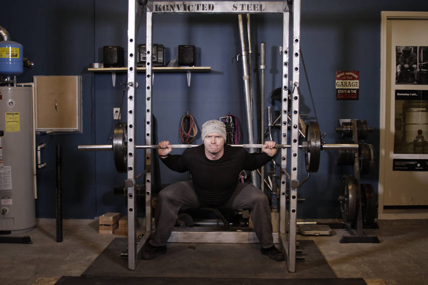 Alternative demonstration of Reverse Band Power Squat exercise
