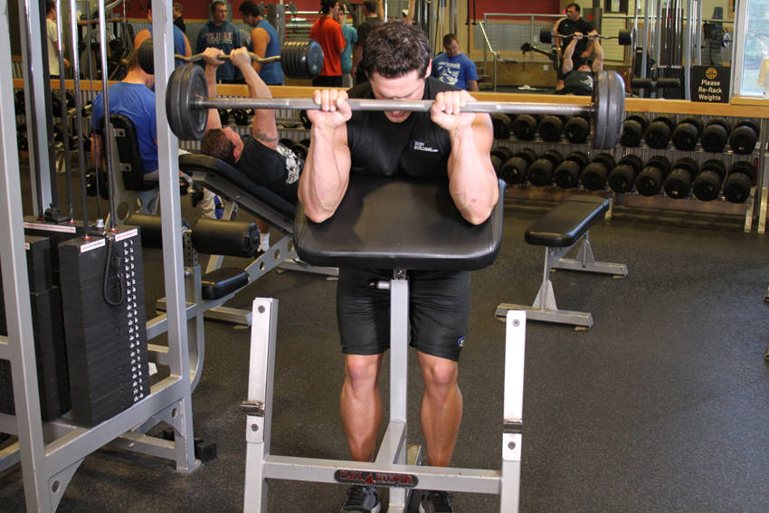 Alternative demonstration of Reverse Barbell Preacher Curls exercise