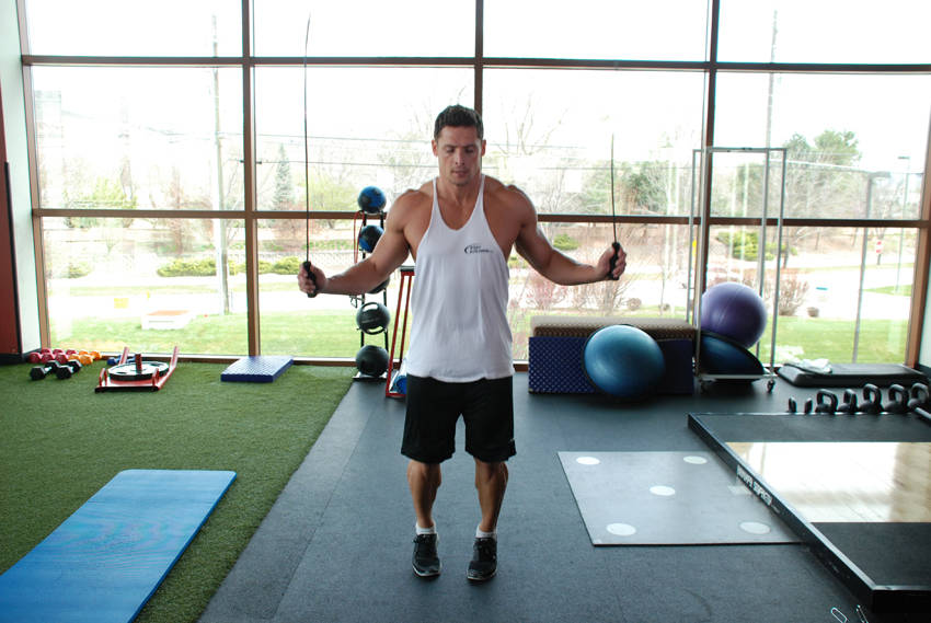 Demonstration of Rope Jumping exercise showing proper form and technique