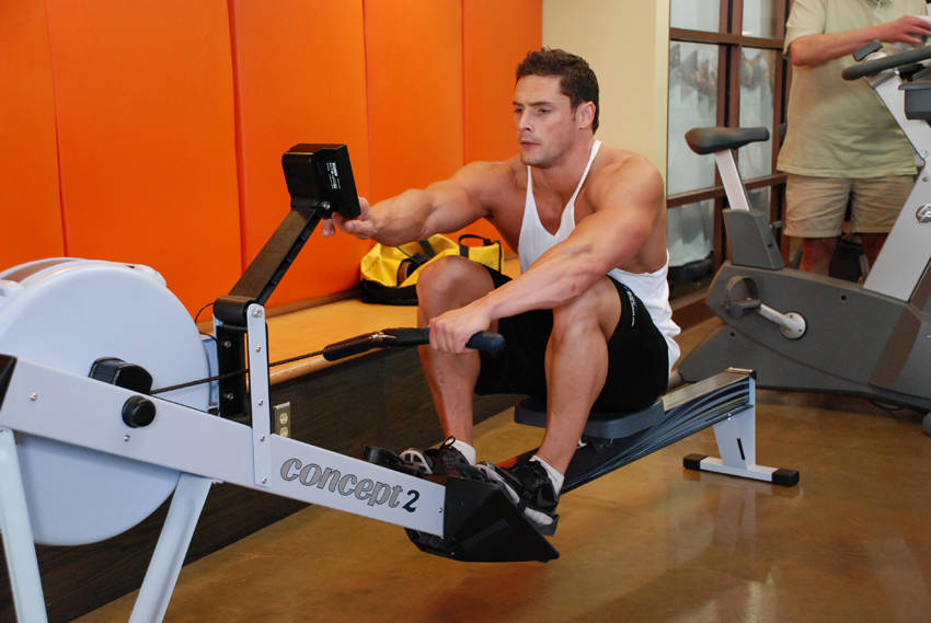 Demonstration of Rowing, Stationary exercise showing proper form and technique