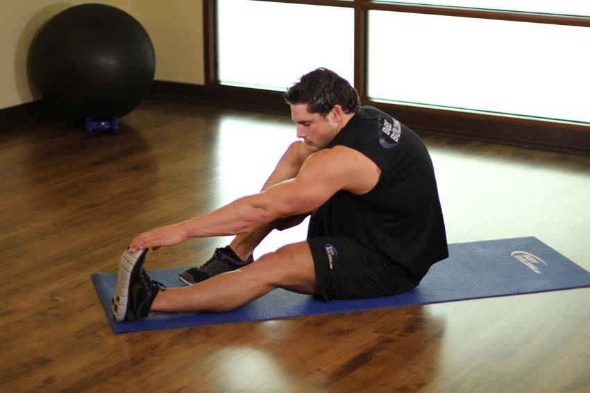 Alternative demonstration of Seated Calf Stretch exercise