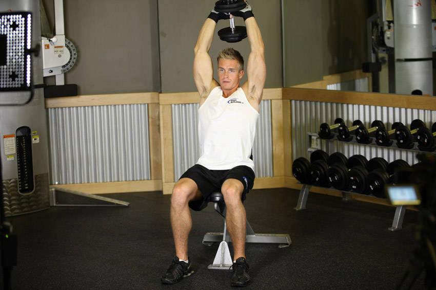 Alternative demonstration of Seated Triceps Press exercise
