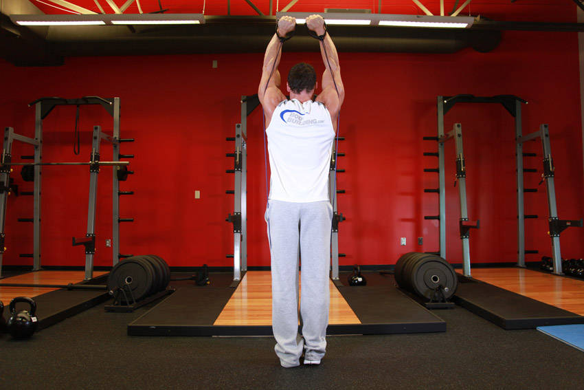 Alternative demonstration of Shoulder Press - With Bands exercise