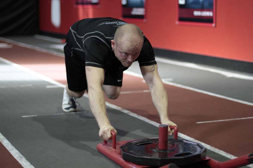 Alternative demonstration of Sled Push exercise