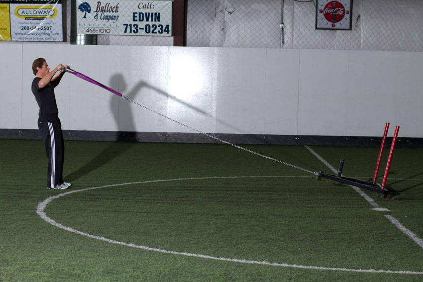 Alternative demonstration of Sled Reverse Flye exercise