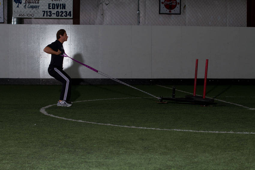 Alternative demonstration of Sled Row exercise