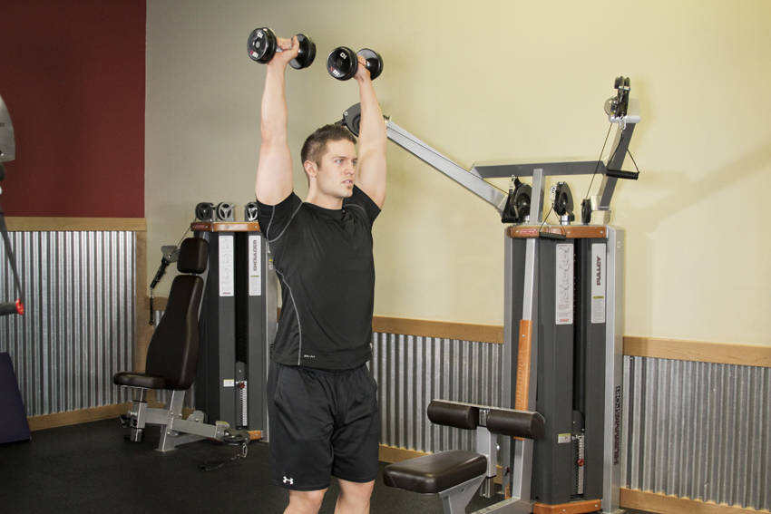 Alternative demonstration of Standing Dumbbell Press exercise